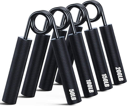 ZEAGUS Grip Strength Trainer - 4 Pack Metal Hand Grippers for Muscle Building | 50LB-200LB Non-Slip Design
