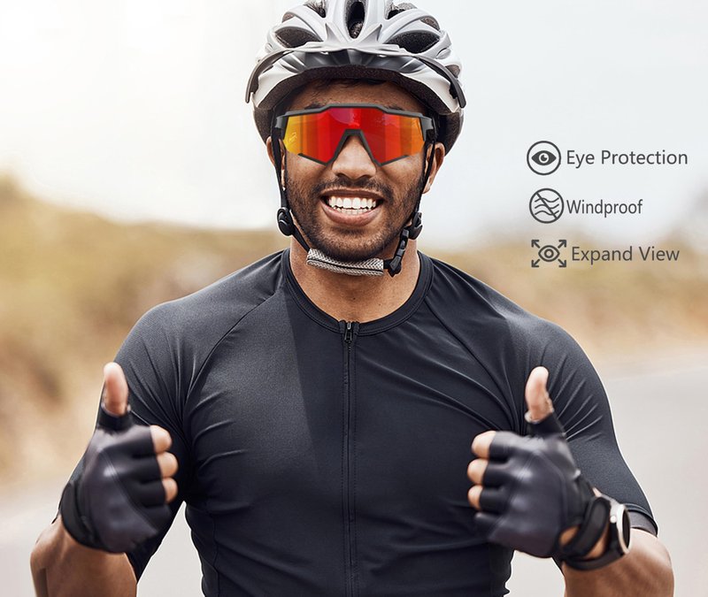 VIAHDA Wrap around Sunglasses for Big Heads Men and Women Windproof Outdoor Sports Cycling Sun Glasses 1154