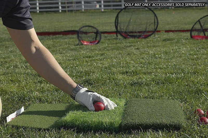 PowerNet Tri-Turf Golf Hitting Mat, Artificial Grass Practice Mat, 25" x 16" Hitting Space, Golfing Accessories Training Aid to Improve Swings