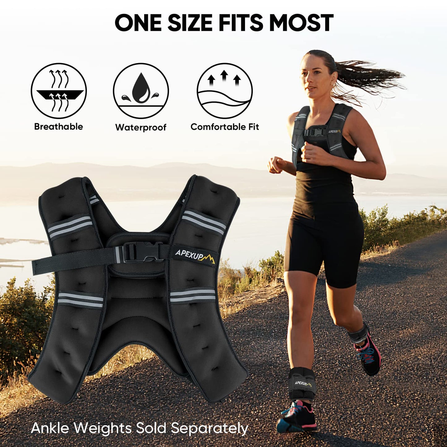 APEXUP 10lbs Weighted Vest Men Women, Weight Vest for Women Workout Equipment for Strength Training Running (Pink)