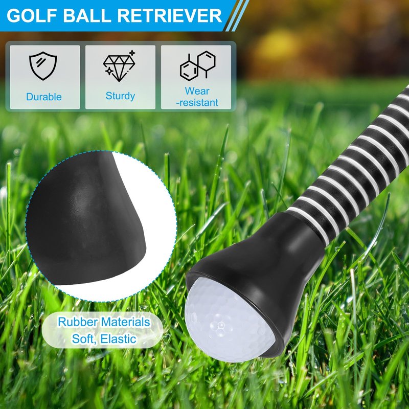 PATIKIL Golf Ball Retriever Grabber, 8 Pcs Golf Ball Suction Cup Grabber Rubber Putter Grip Picker Upper Tool for Golfers Putter Swing Handle Accessories, Black