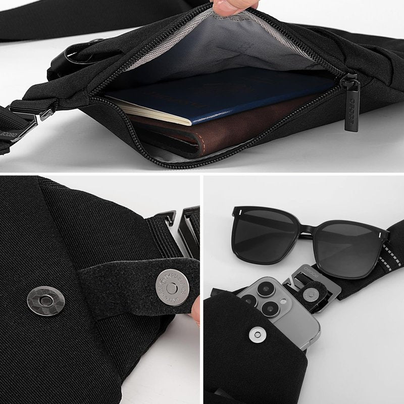 OSOCE Crossbody Sling Bag, Water-Resistant Anti Theft Chest Pack, Minimalist Commuter Daypack for Travel Hiking Work, Black, Small