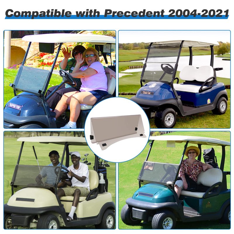 Tinted Club Car Precedent Golf Cart Windshield Compatible with 04-21 Models, Fold Down Golf Cart Windshield Anti-UV Impact Resistant - 37.5" W X 33.6" H