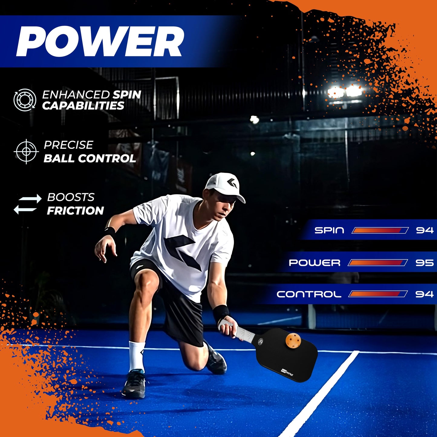 Pickleball Paddle with Cover - 3K Raw Carbon Fiber Pickleball Paddles for Spin & Control, 20mm Polymer Honeycomb Core for Power & Consistency | USAPA Approved | Designed in The USA