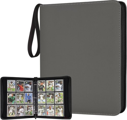 GERMUN Premium Zip Trading Card Binder - 720 Double-Sided Pockets | Grey Collector Album for MTG & TCG