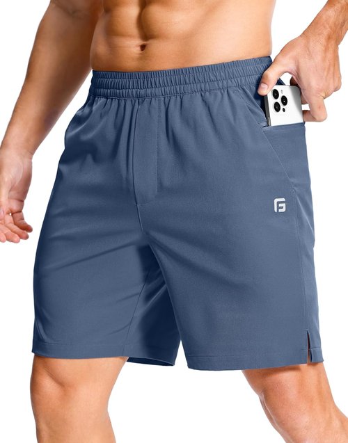 GGJ Men's Athletic Shorts - Lightweight Quick-Dry Design with 2 Zipper Pockets | Available in 7"/5"/9" Sizes