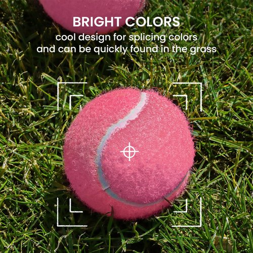 FINGER TEN Kids Tennis Balls for Dogs Youth Beginners Practice Durable Orange Low Compression Stage Pressureless Bulk Training Tool Playing with Pet (24 Pack-Pink)