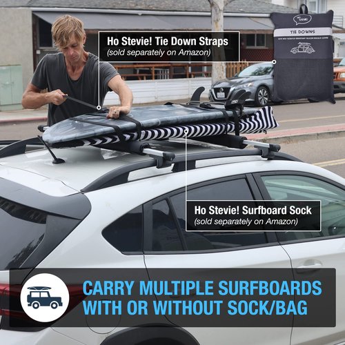 Ho Stevie! Surfboard/SUP Round Roof Rack Pads (Set of 2 Pads, 28" or 17") for Cars with Crossbars (28")