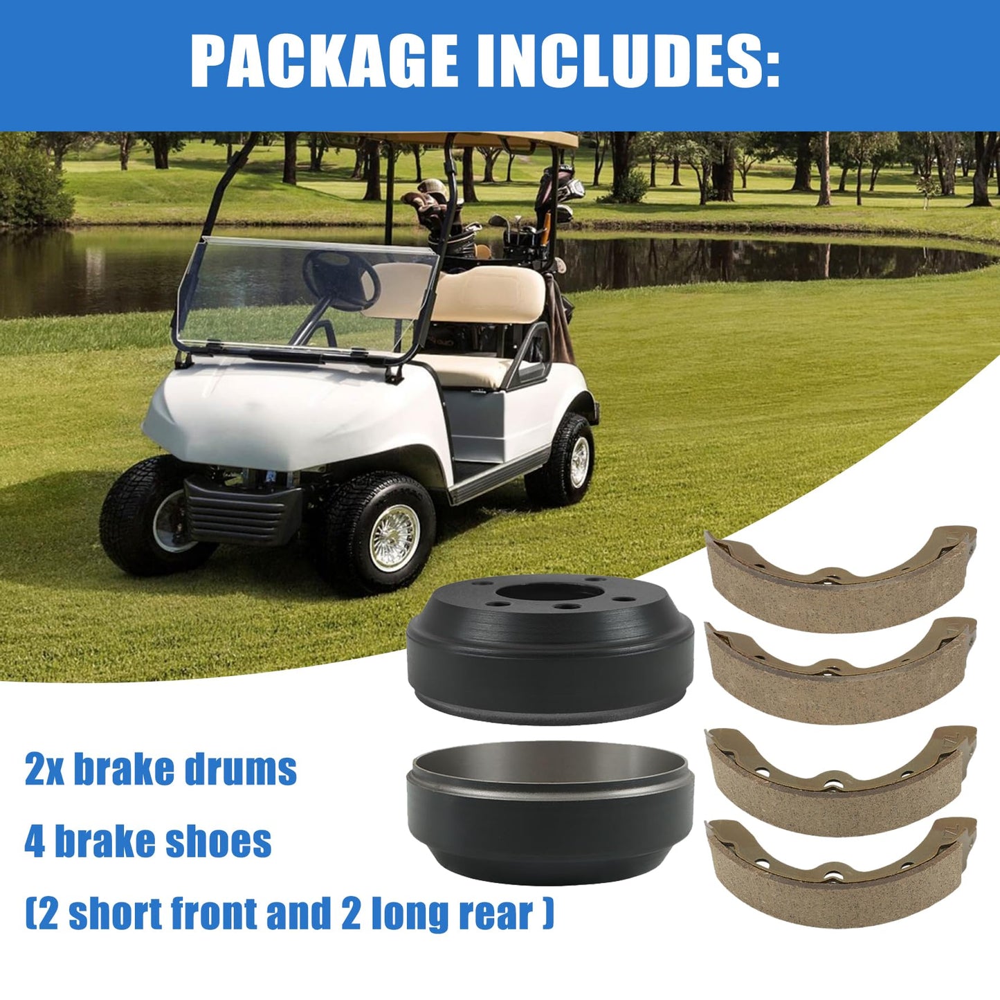 WFLNHB Golf Cart Brake Drums Shoes Kit Replacement for Yamaha G1, G2, G8, G9 1982-1992