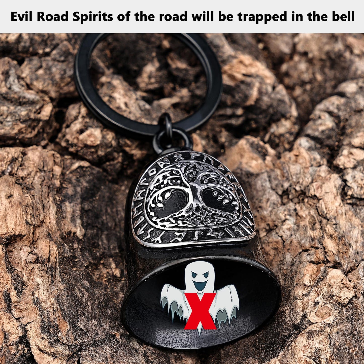 Motorcycle Viking Bell - Motorcycle Angel Bell for Men and Women, Motorcycle Accessories (Black Silver)