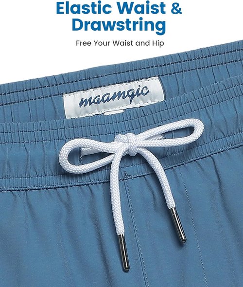 Maamgic 5-Inch Men's Swimming Trunks - 2-in-1 Quick Dry Swim Shorts with Compression Liner & Zipper Pockets