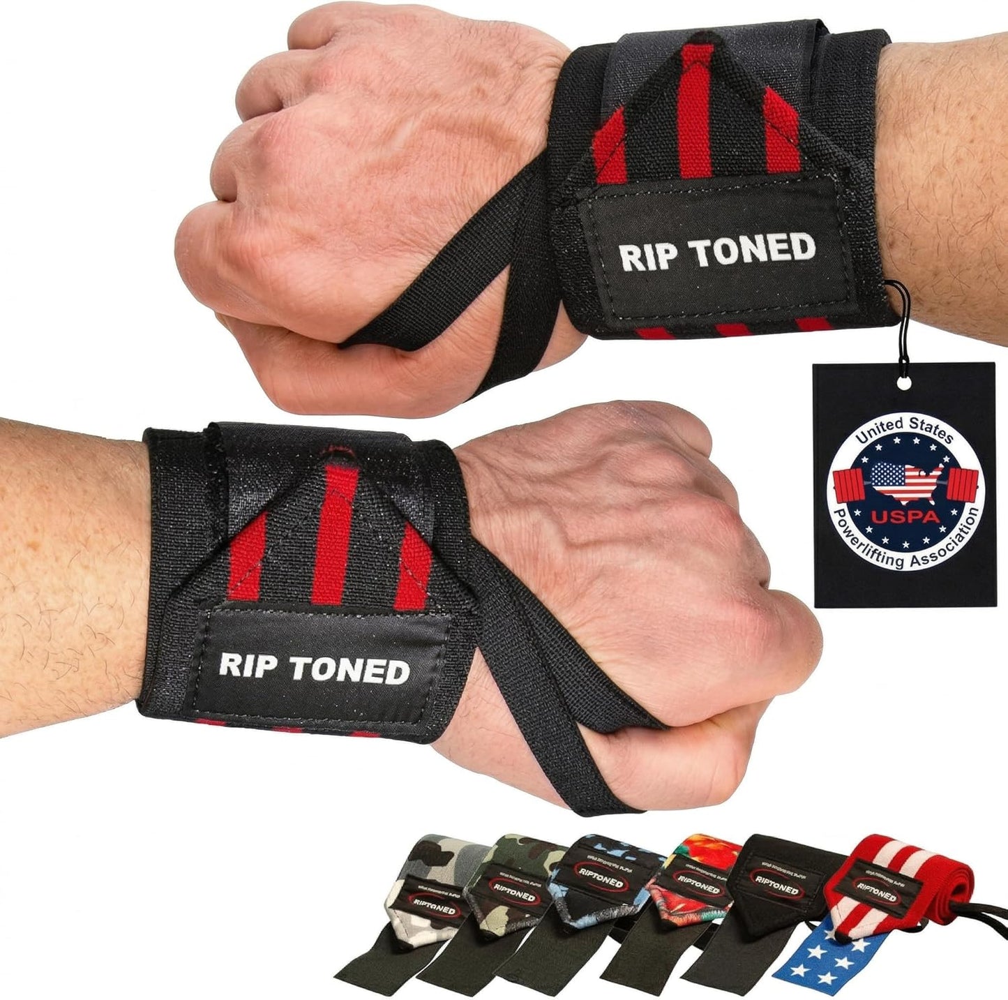 Rip Toned Wrist Wraps - USPA & USAPL Approved 18" Weightlifting Straps | Adjustable, Durable Support for Men & Women