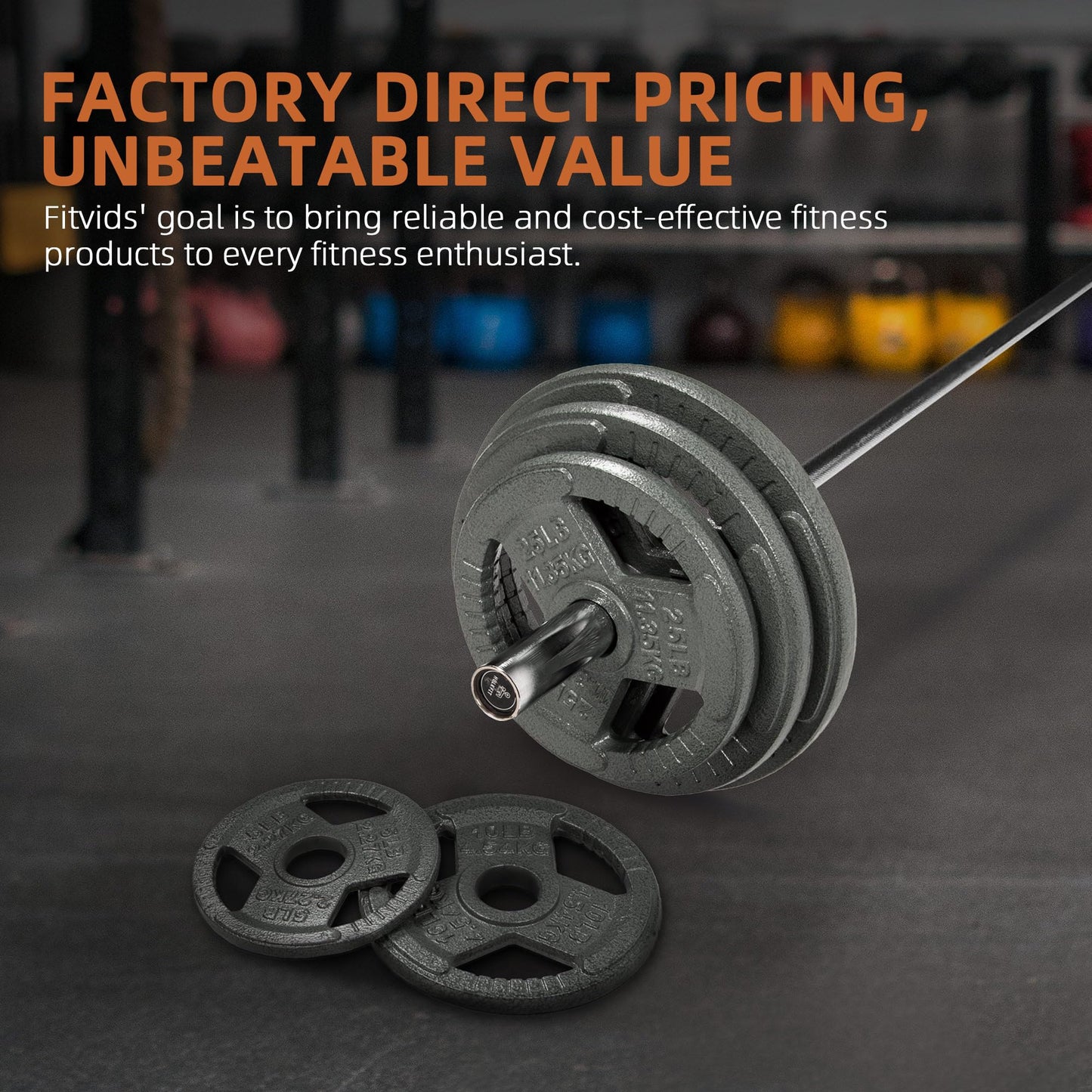 Fitvids 2 Inch Olympic Weight Plates, 2x 45 LB Plates for Home Gym Strength Training, Triple-handle Design