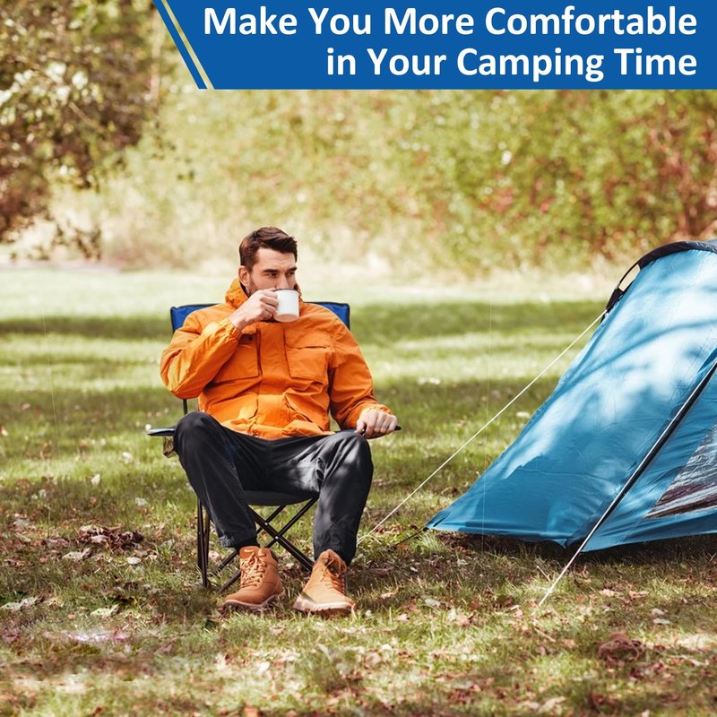 SAILARY Folding Camping Chair with Cup Holder, 225lbs Capacity, Portable Foldable Chair with Large Anti-Sink Feet, PE Coated Fabric for Outdoor, Beach, Fishing, Backpacking, Blue 2PCS
