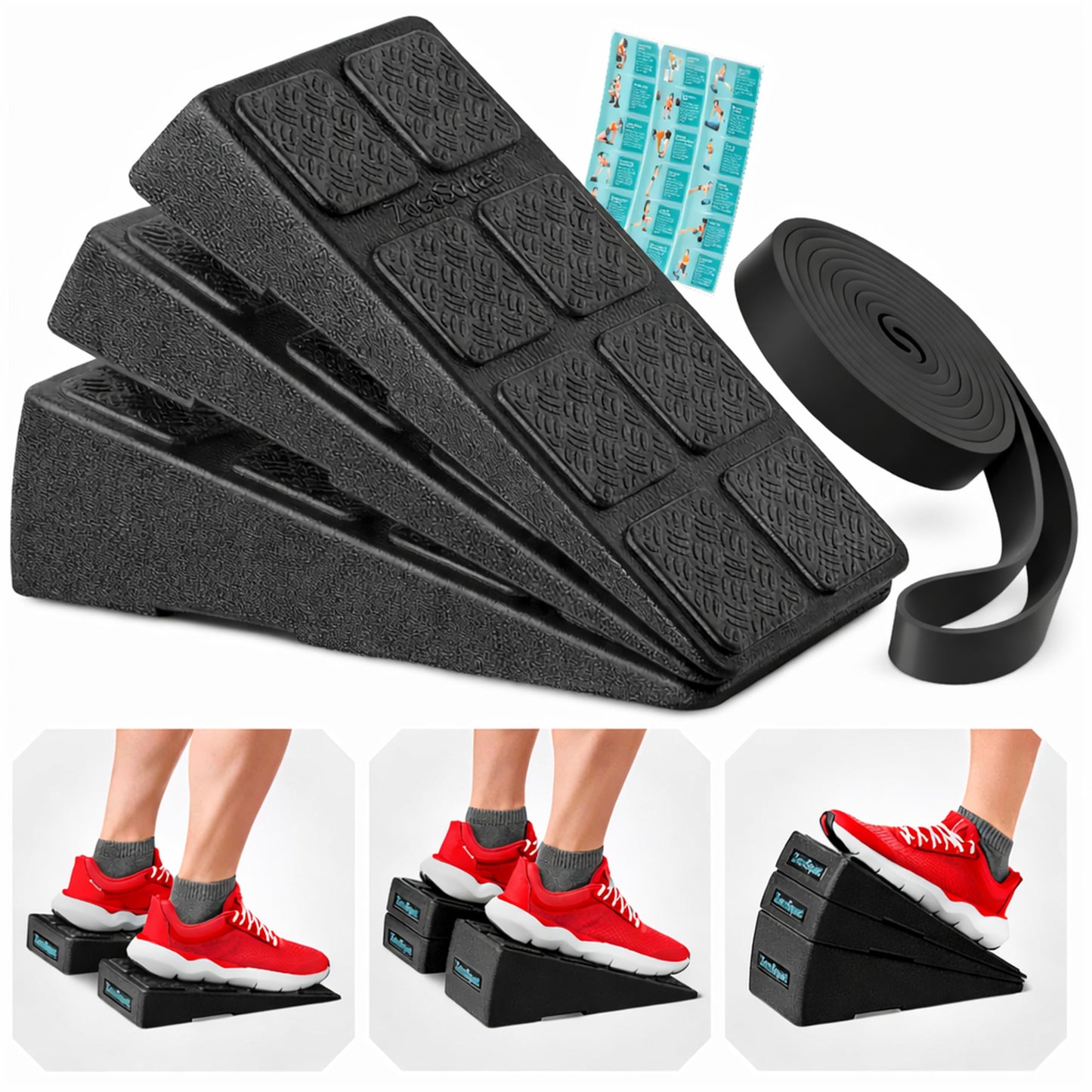 Squat Wedge Block Set of 3 - 960 LBS Capacity - Slant Board for Calf Stretching with 5 Stackable Angles - Calf Stretcher Slant Board - Workout Equipment - EPP Material for Exercise Equipment & Physical Therapy