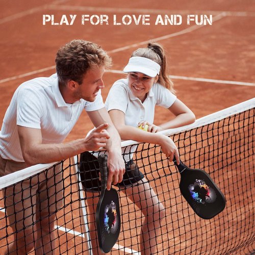 Graphite Pickleball Paddles Set of 2 USAPA Pro Pickleball Racquet w/ 4 Pickleball Balls, Carbon Fiber Pickleball Paddle w/Polypropylene Honeycomb Core, 4.72 in Grip Lightweight