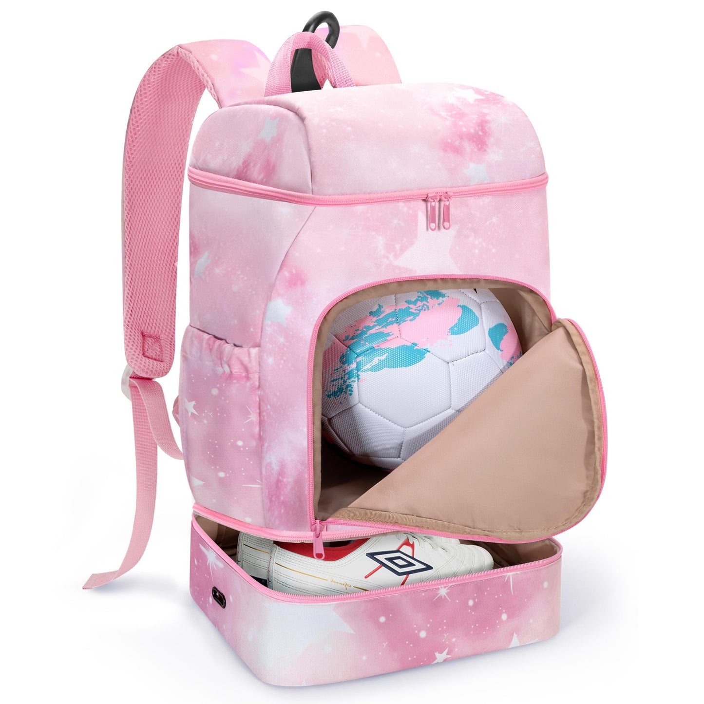 Smasrob Soccer Backpack for Girls with Separate Ball Pocket and Shoe Compartment, Sports Bags for Soccer, Basketball, Volleyball