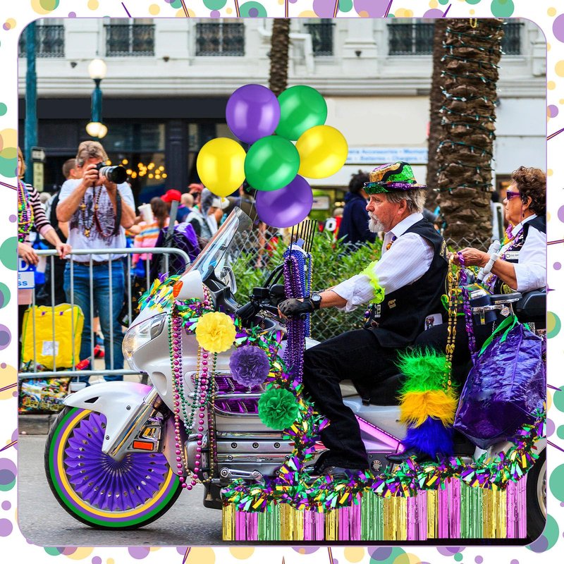 60 Pcs Brazil Carnival Party Decorations Mardi Gras Parade Golf Cart Decorations Burlap Bunting Flag Purple Green Gold Mardi Gras Tinsel Garland Golf Cart Stickers for Carnival Party Supplies Decor