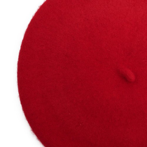 ZLYC Wool Kids Beret Hat Girls Solid Color Artist French Beret Cap, Traditional Red