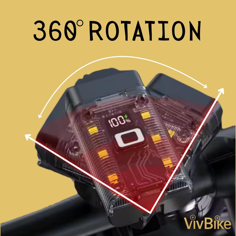 VivBike Rechargeable Bike Light, Extremely Bright 1000 Lumen Dual LED Headlight, USB-C Fast Charging, 360° Rotating Mount, Waterproof | A HerTime2 Brand