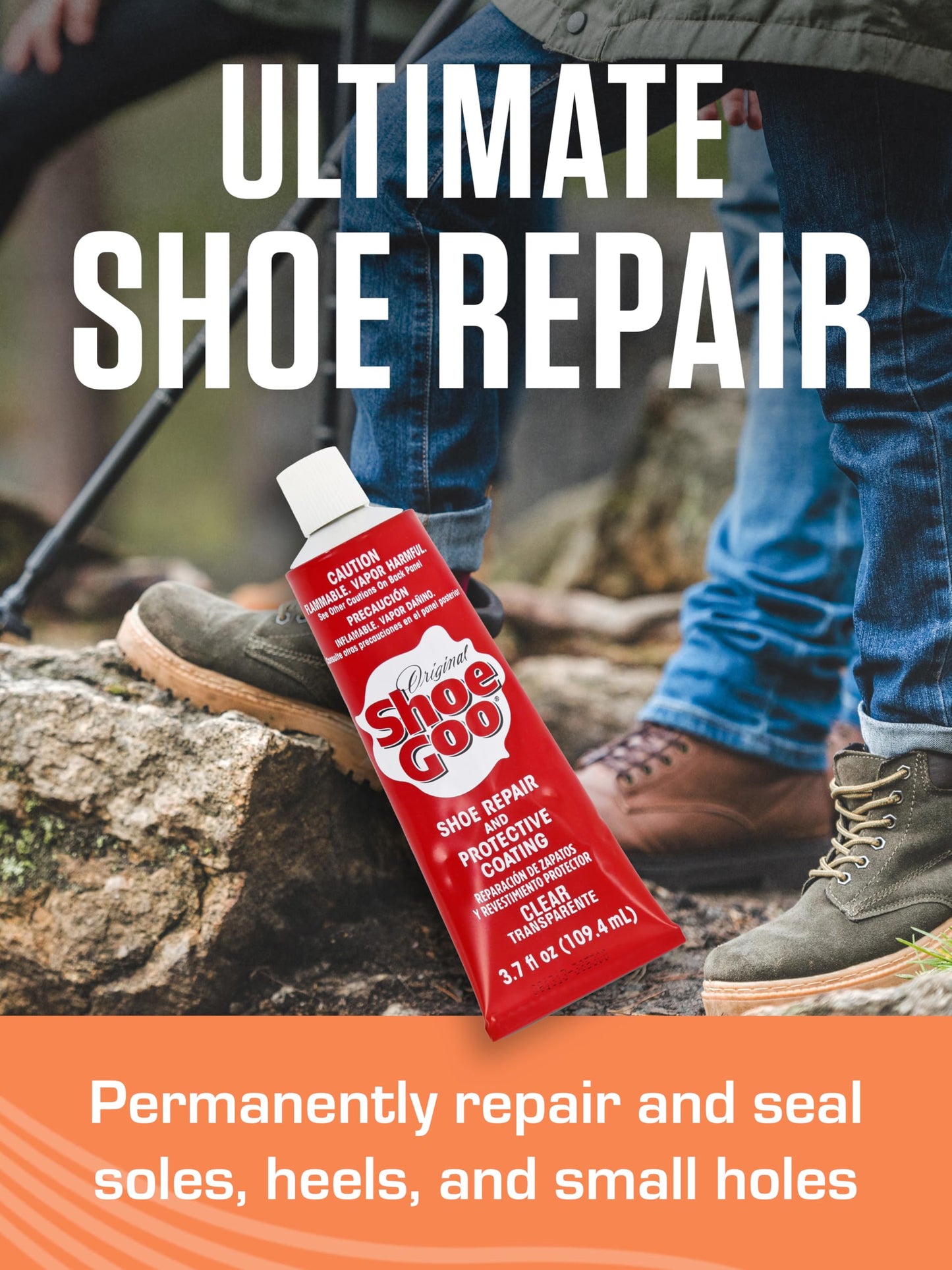 SOF Sole Original Shoe Goo - 3.7 fl oz Tube - Shoe Glue - Repairs Soles, Heels, Patches Small Holes - Bonds on Contact, Dries Within 24 Hrs, Waterproof - Works on Leather, Rubber, Vinyl, Canvas