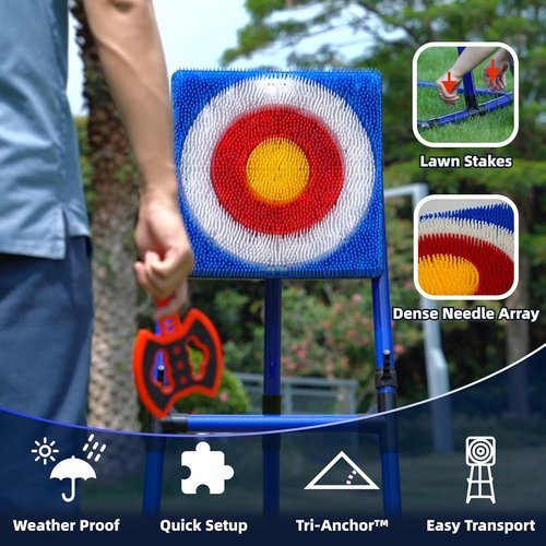 BunnyBoo Axe Throwing Game - Safe Bristle Target Set with 4 Axes & Darts | Portable Fun for All Ages