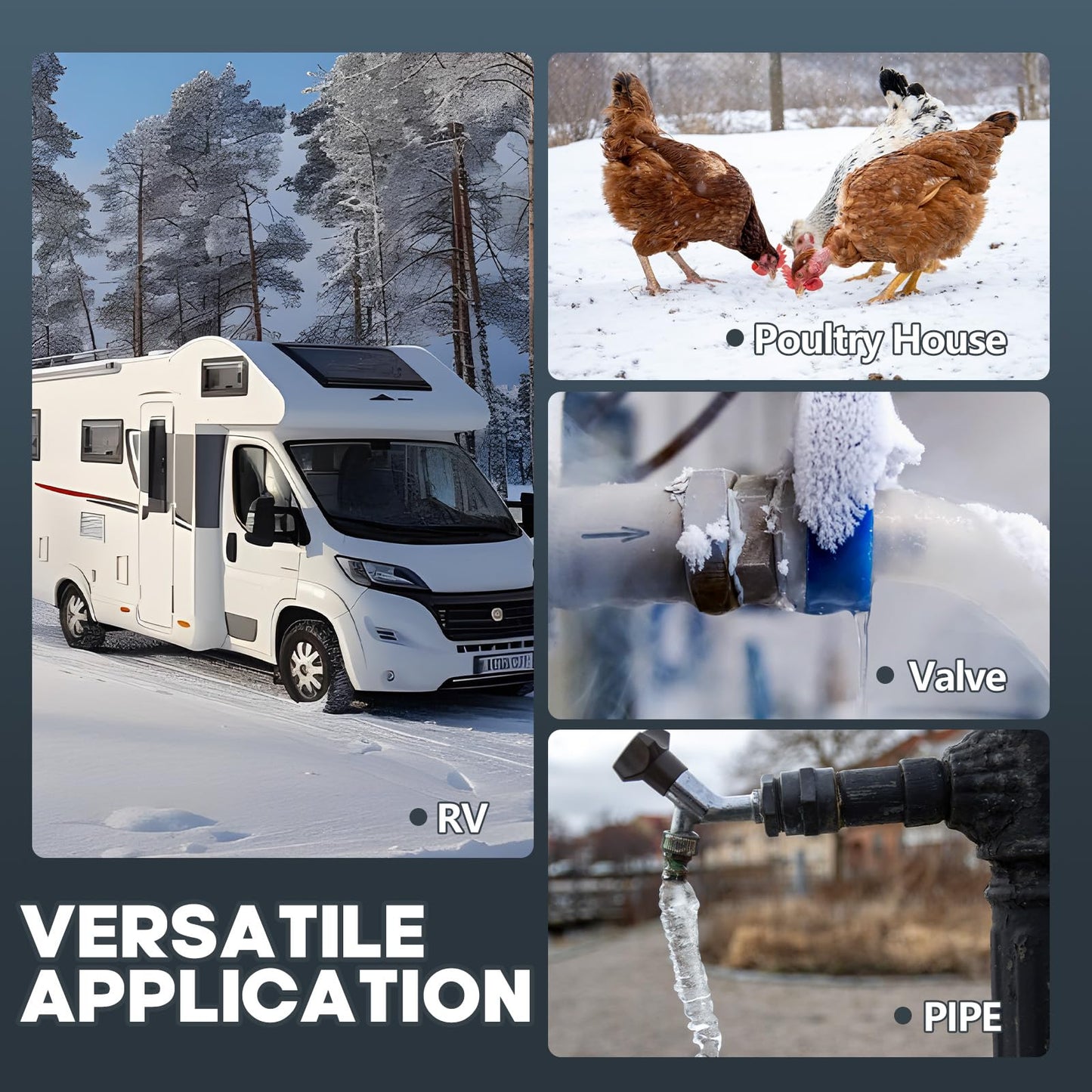 3FT~200FT Heat Tape for Water Pipes, -40°F Deicing Heating Cable, Freeze Protected Water Pipe Heating Cable, Heated Water Hose, Plumbing Fixtures, 120V 5W/ft（100FT）