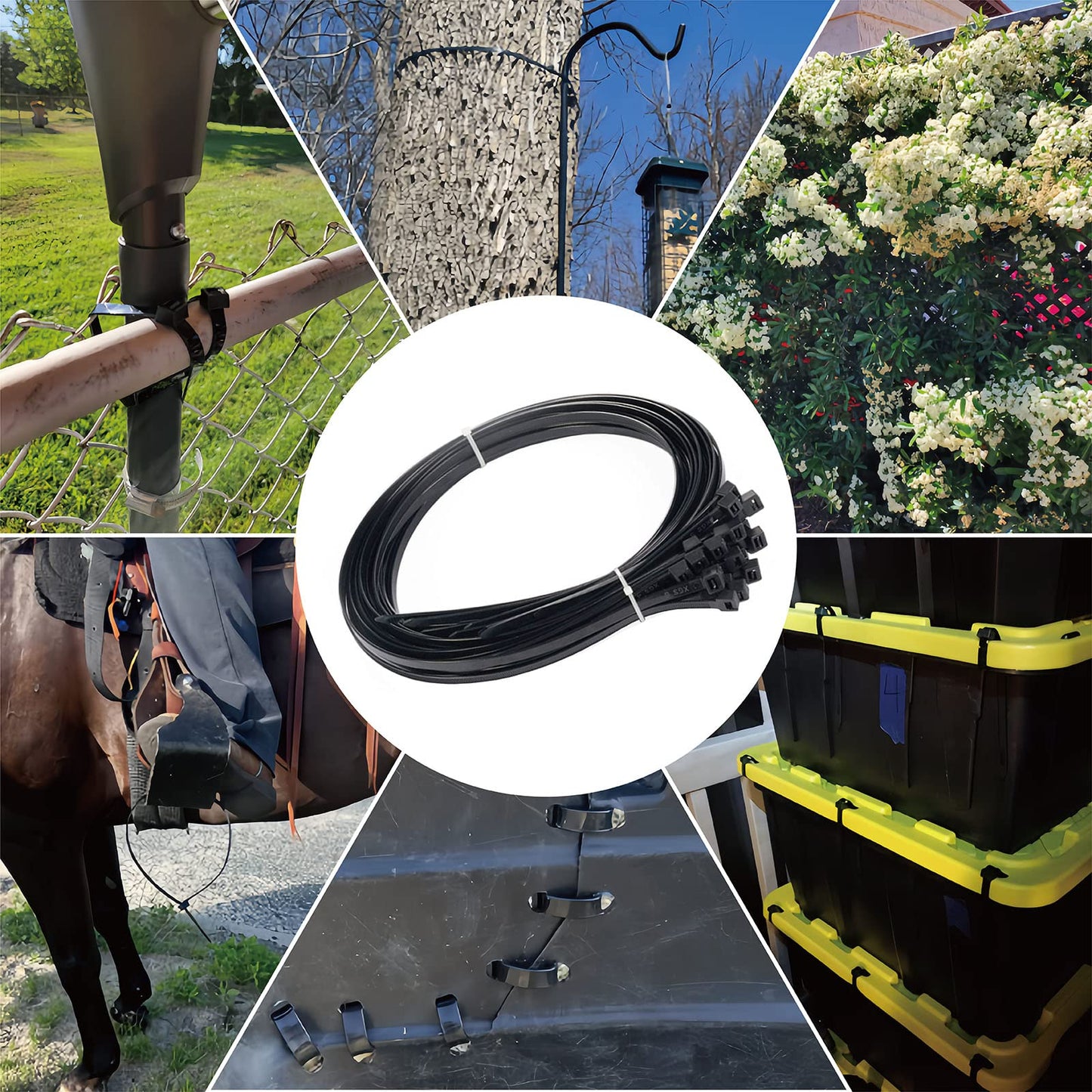 Large Zip Ties Heavy Duty 24 inch (500 Pack), 220 lb Tensile Strength for Outdoor Use, Black Cable Ties, Long Wire Ties by ANOSON