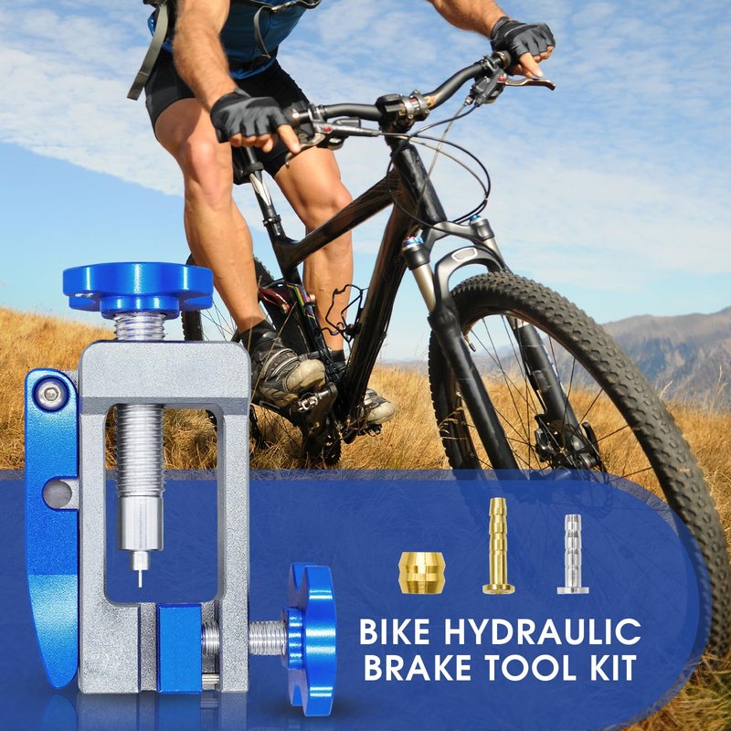 2-in-1 Bike Hydraulic Brake Tool, Hydraulic Hose Cutter & Fitting Insert Tool with Brass Olives, Brake Lines Tubing Entry Device