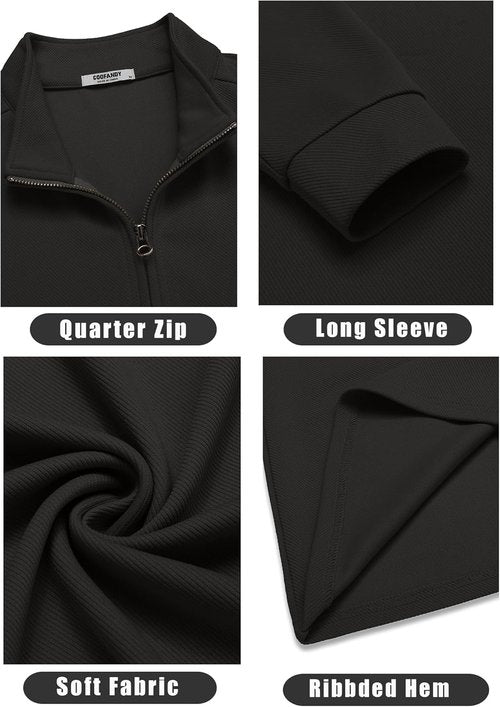 COOFANDY Men's Lightweight Quarter Zip Pullover | Casual Mock Neck Long Sleeve Sweatshirt