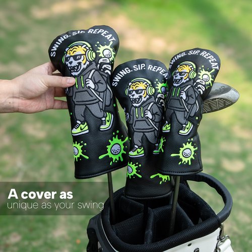 Golf Club Cover Funny Tiger Embroidery Driver Headcover Fariway Wood Headcovers Hybrid Covers Leather Golf Head Cover for Most Brand (for Driver)