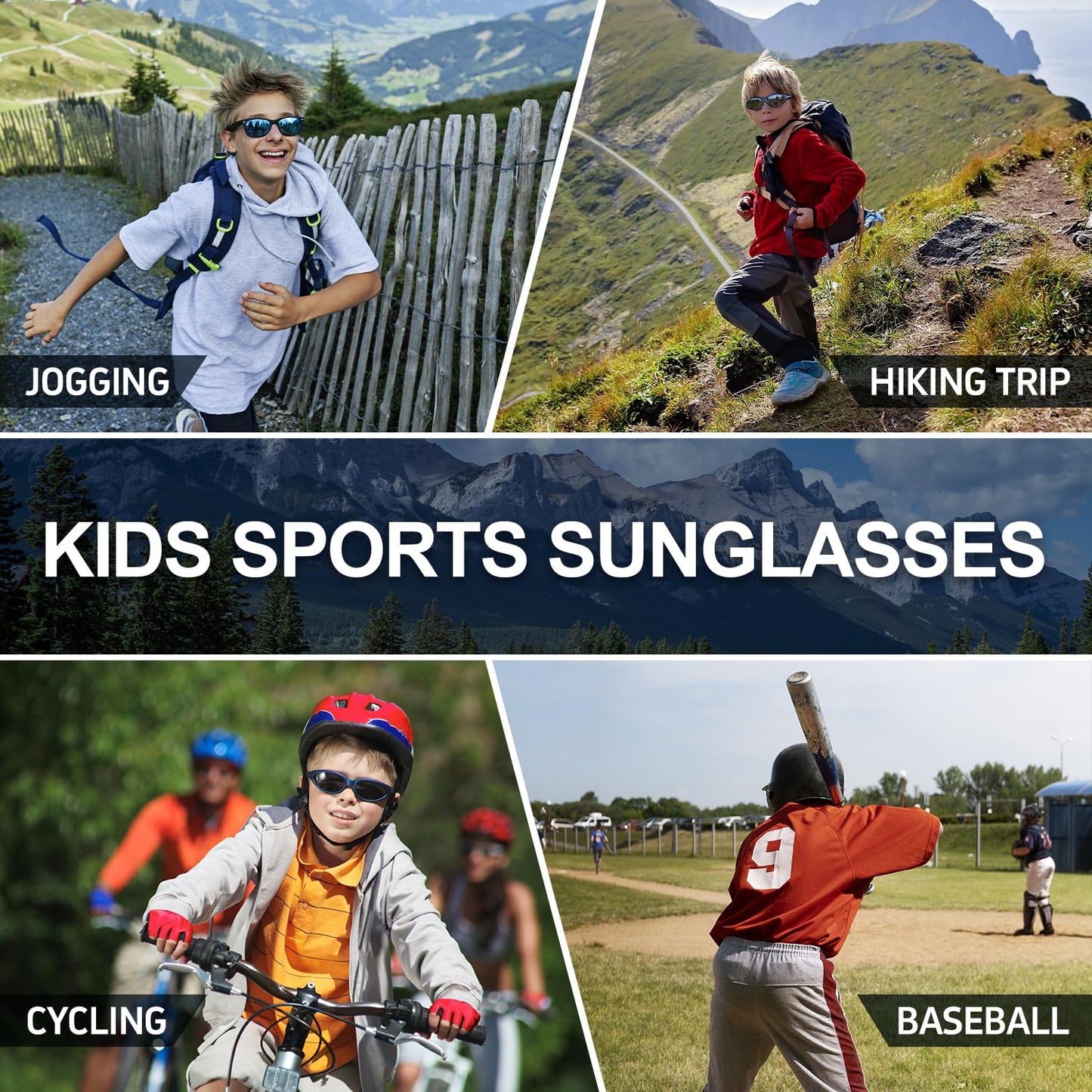 DEAFRAIN Kids Sunglasses for Boys Girls Unbreakable Flexible Frame Polarized Sports Youth Baseball Running Fishing Glasses for Age 7-14