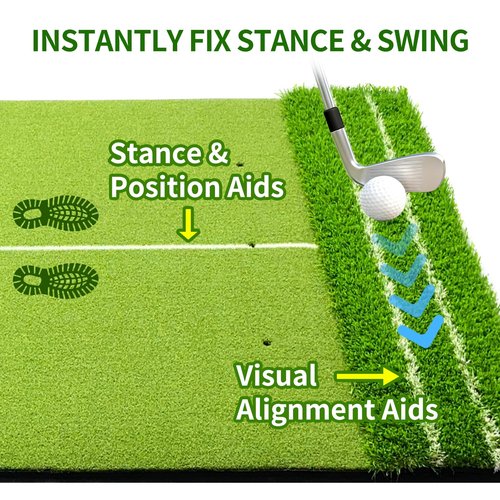 Golf Hitting Mat, 5x4ft Thickening Turf Golf Practice Mat for Golf Simulator Outdoor Indoor Training Golf Matts Gifts