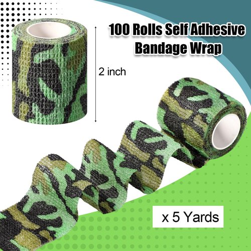 Threlaco 100 Rolls Self Adhesive Bandage Wrap Breathable Elastic Cohesive Bandage Non Woven Medical Wrap Colorful Ankle Tape for Stretch Athletic, Sports, Wrist(Sports Style,2 Inch X 5 Yards)