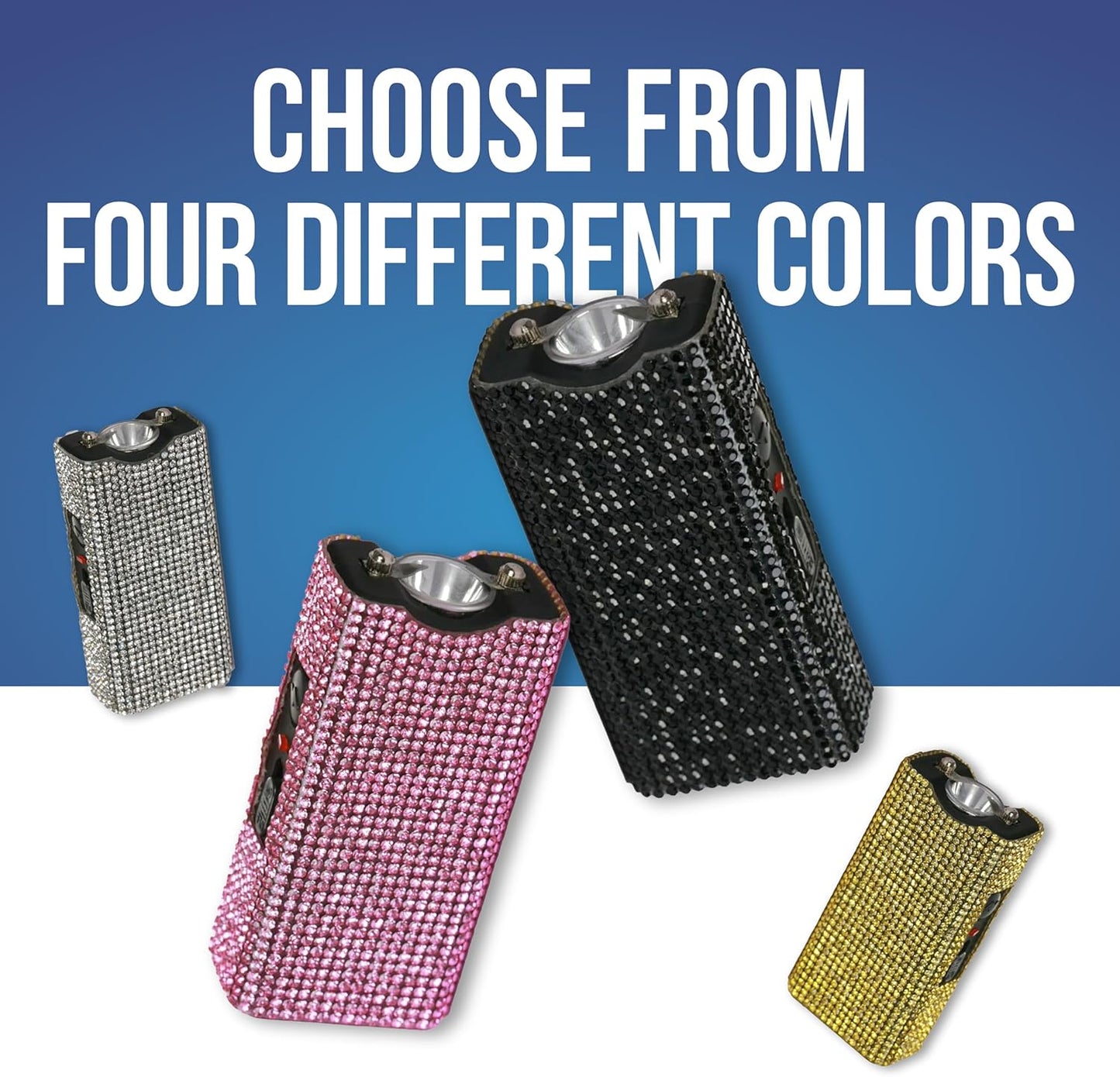 Streetwise Rhinestone Stun Gun Keychain - Compact Rechargeable Flashlight with Holster & Keyring for Women's Safety