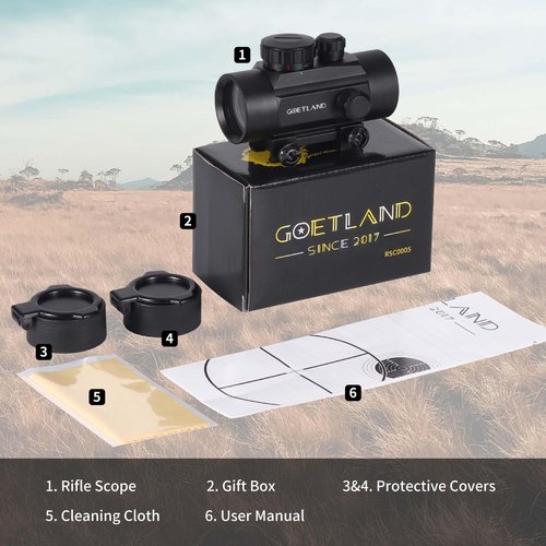 Goetland 1x30mm Red Dot Sight Reflex Sight Scope Green Red Dot Optics SFP Flip up Lens Cap 4 MOA with 20mm Rail Mount