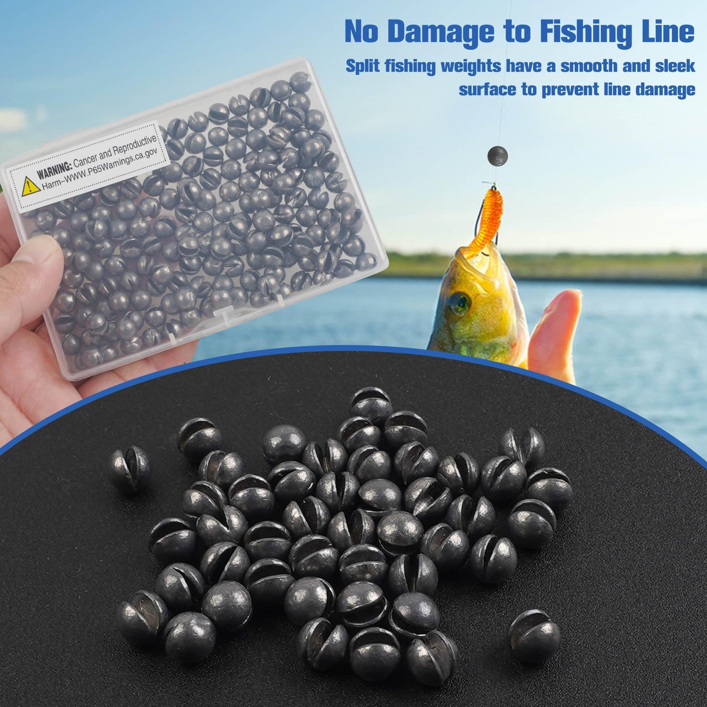Removable Split Shot Weights Fishing Weight Sinker Slip On Fly Fishing Line Sinkers Freshwater Saltwater Round Lead Sinking Egg Sinkers Fishing Drop Shot Sinker Fish Tackle 1.8g 60pcs