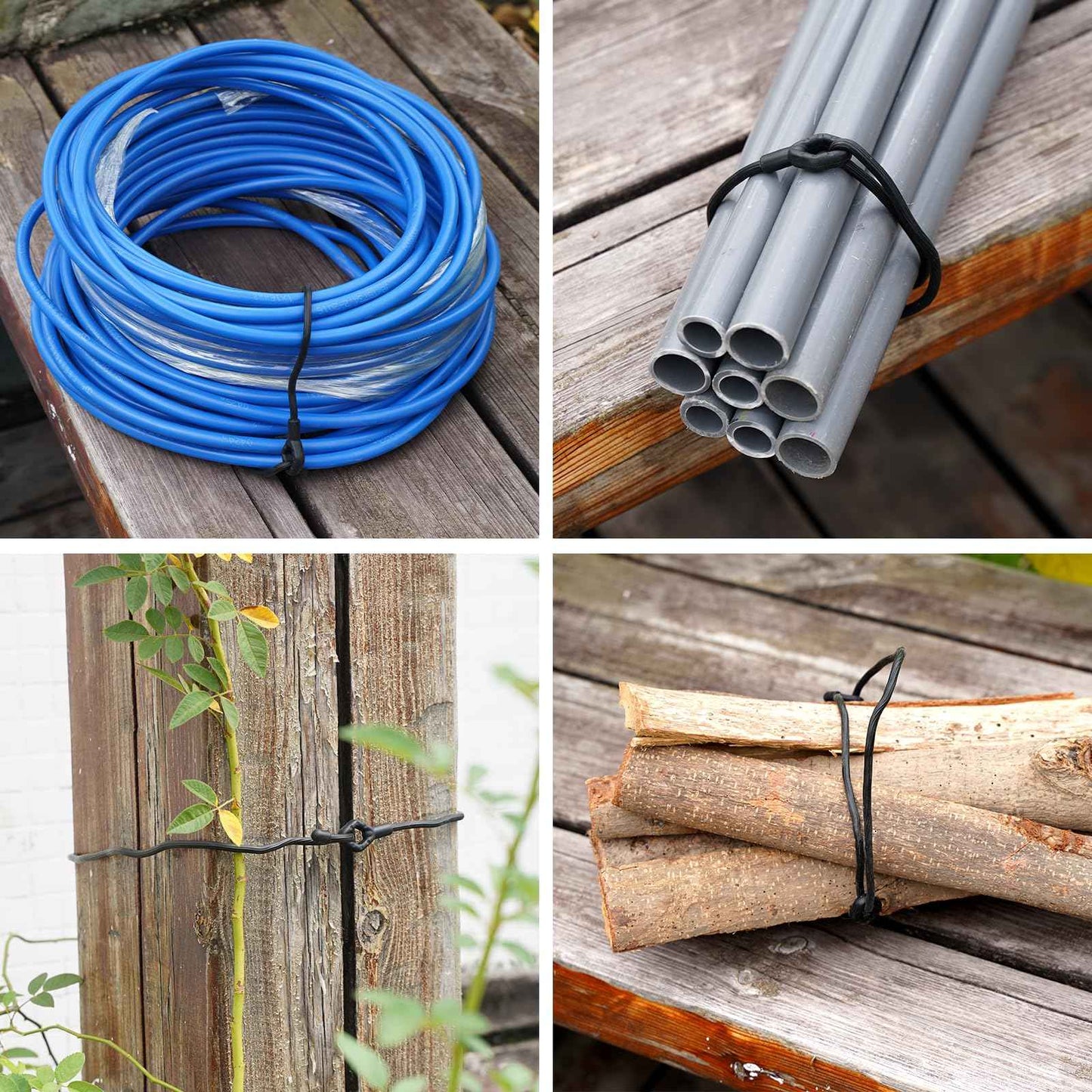 OCTOXEQA Reusable Rubber Twist Ties - 32-Inch Bendable Heavy Duty, Black Silicone Ties for Bundling and Holding, Indoor/Outdoor Use (8pcs)