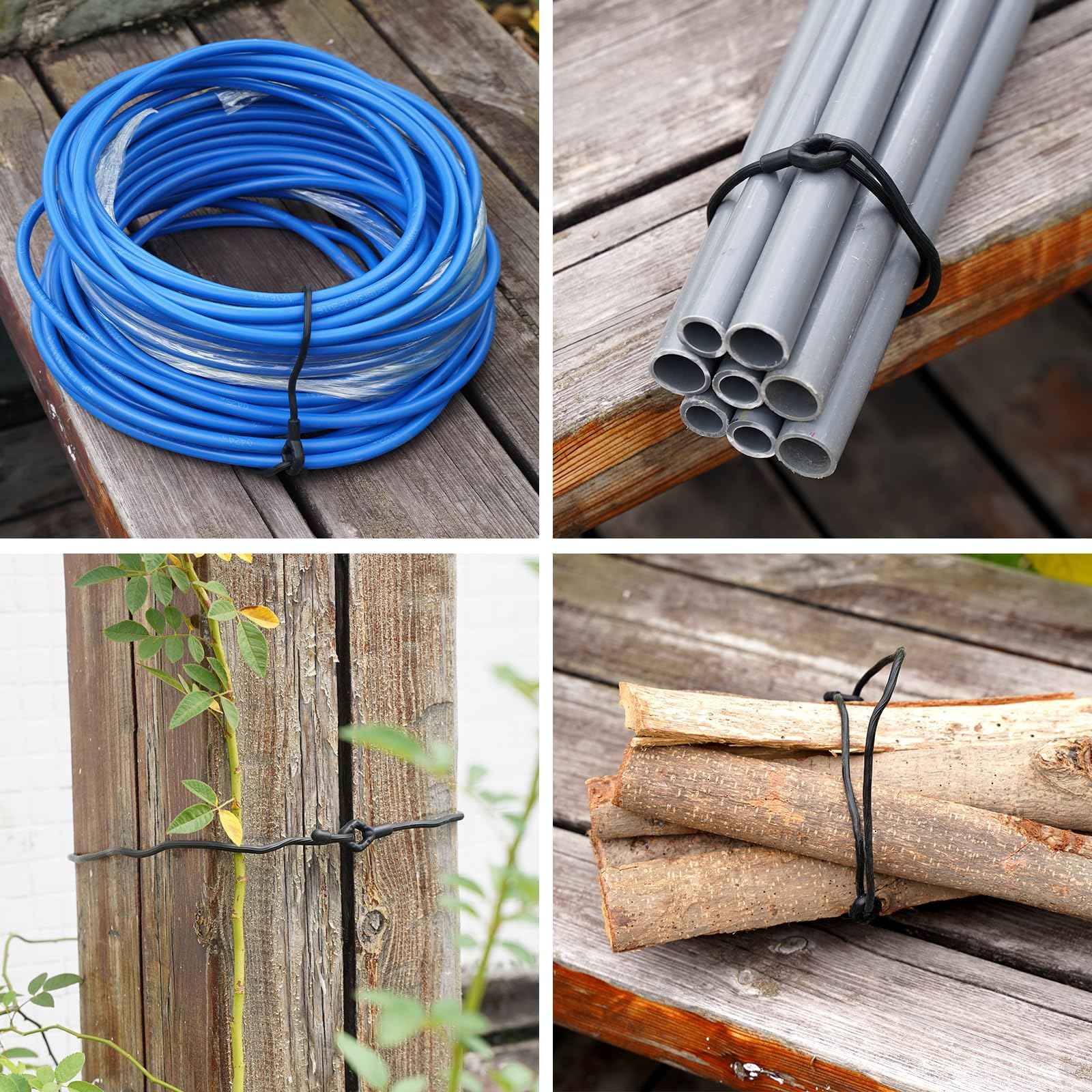 OCTOXEQA Reusable Rubber Twist Ties - 32-Inch Bendable Heavy Duty, Black Silicone Ties for Bundling and Holding, Indoor/Outdoor Use (8pcs)