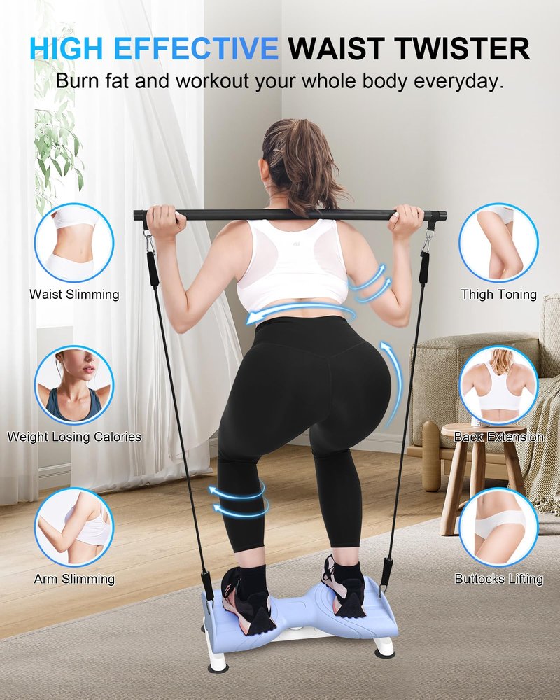 eHUPOO Waist Twister Machine,Ab Twister Board, Noiseless Waist Twisting Machine, Exercise Twist Board With Pilates Bar For Weight Loss, Ab Machine For Home Gym,330 Lbs Weight Capacity. (Purple)