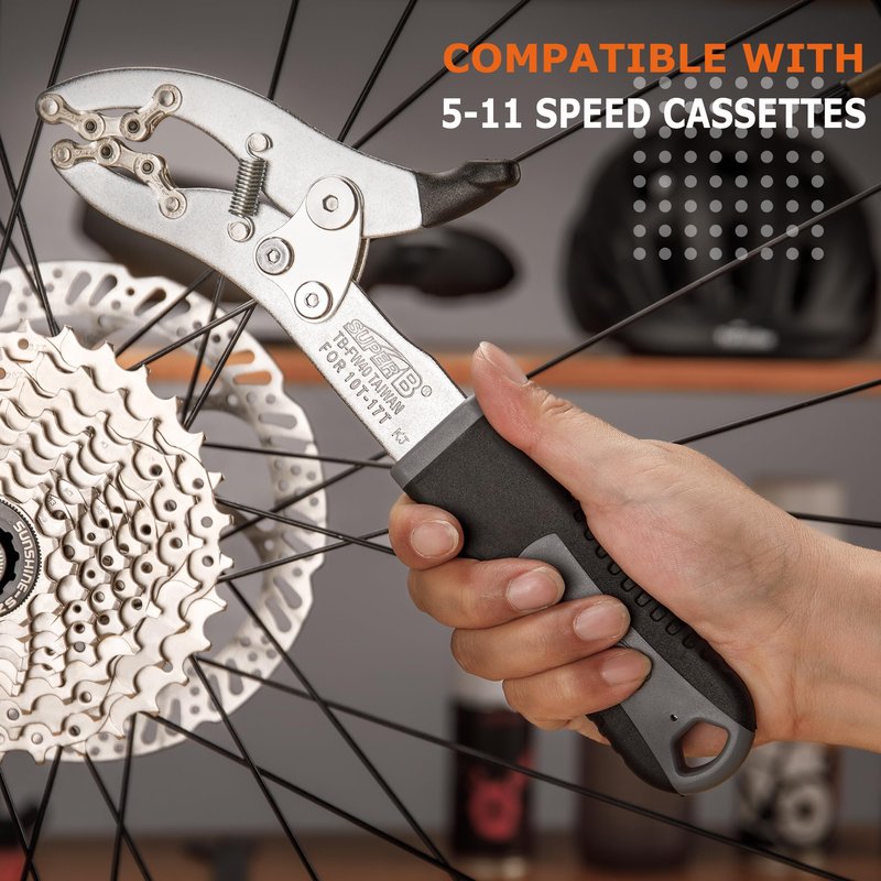 Super B Cassette Removal Tool Kit - Cassette Pliers & Lock Ring Tool for Shimano Hg Cassette/Freewheel Install Removal – for Road or Mountain Bikes Cassette Removal (TB-FW42)