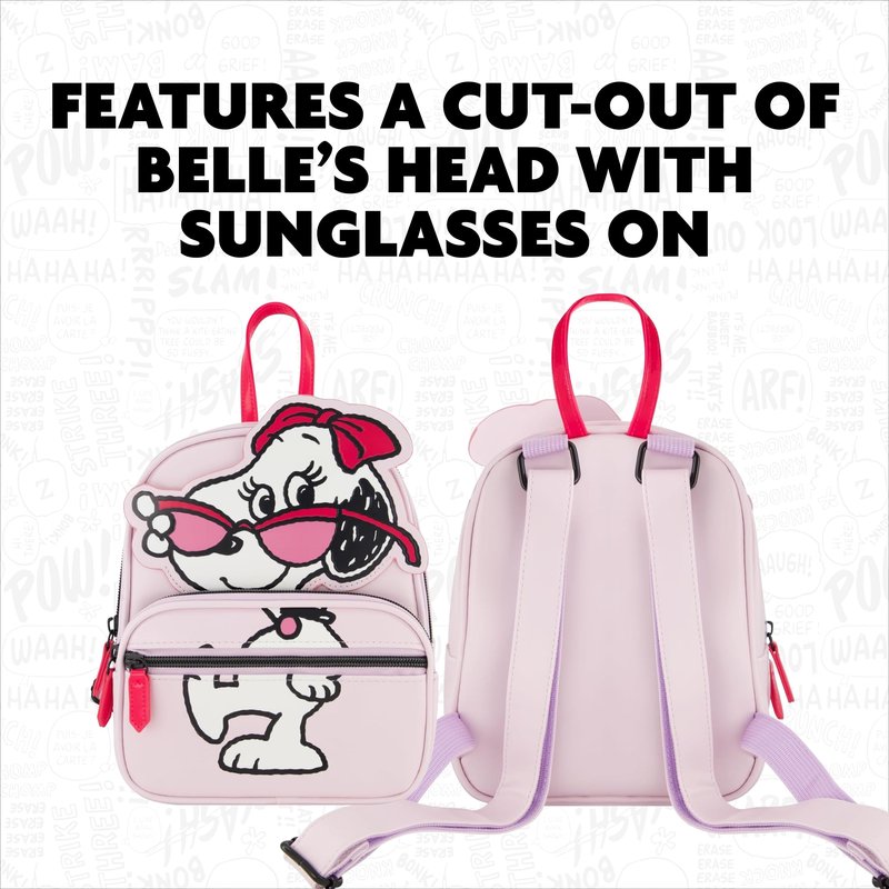 Peanuts Backpack, Mini Travel Bag, Belle with Sunglasses, Lilac, One Size