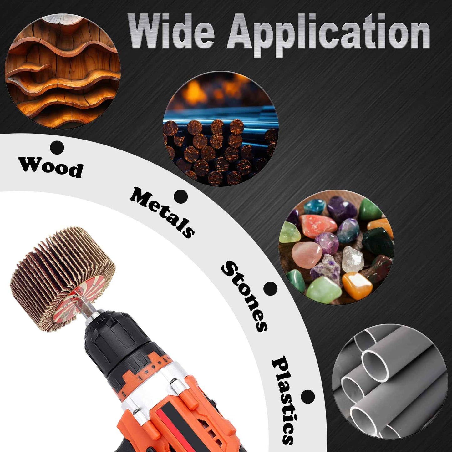 AUPREX 20 Pcs Abrasive Flap Wheel Sander Set, 80 Grits Drill Sander Attachment with 1/4 Inch Hex Shank, Die Grinder Sanding Wheel Accessories 10 Sizes