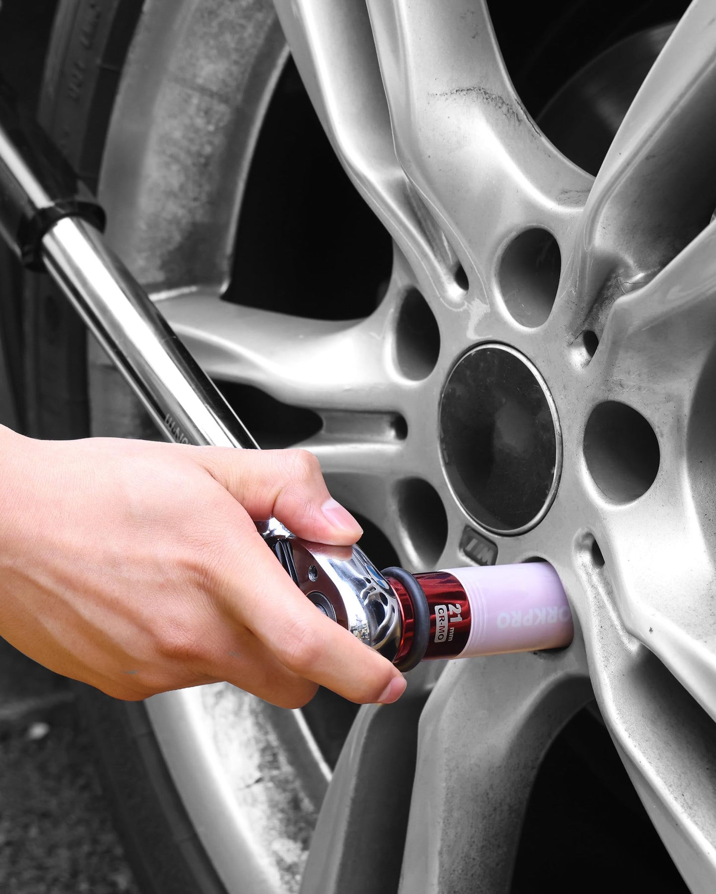 WORKPRO 1/2" Drive Lug Nut Impact Duty Socket, 21mm Deep Thin Wall Socket, Made of Premium Cr-Mo Steel, Non-Marring Lug Nut Wheel Sockets for Car