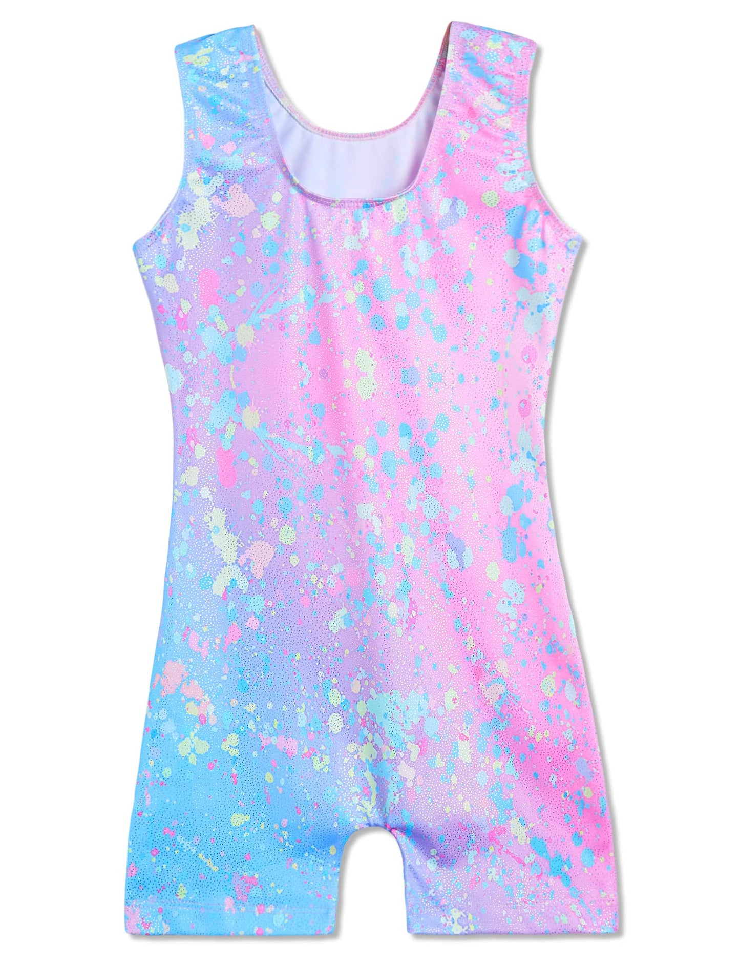 Domusgo Gymnastics Leotards for Girls Sparkly One-Piece Pro Kids Unitard Biketards with Shorts