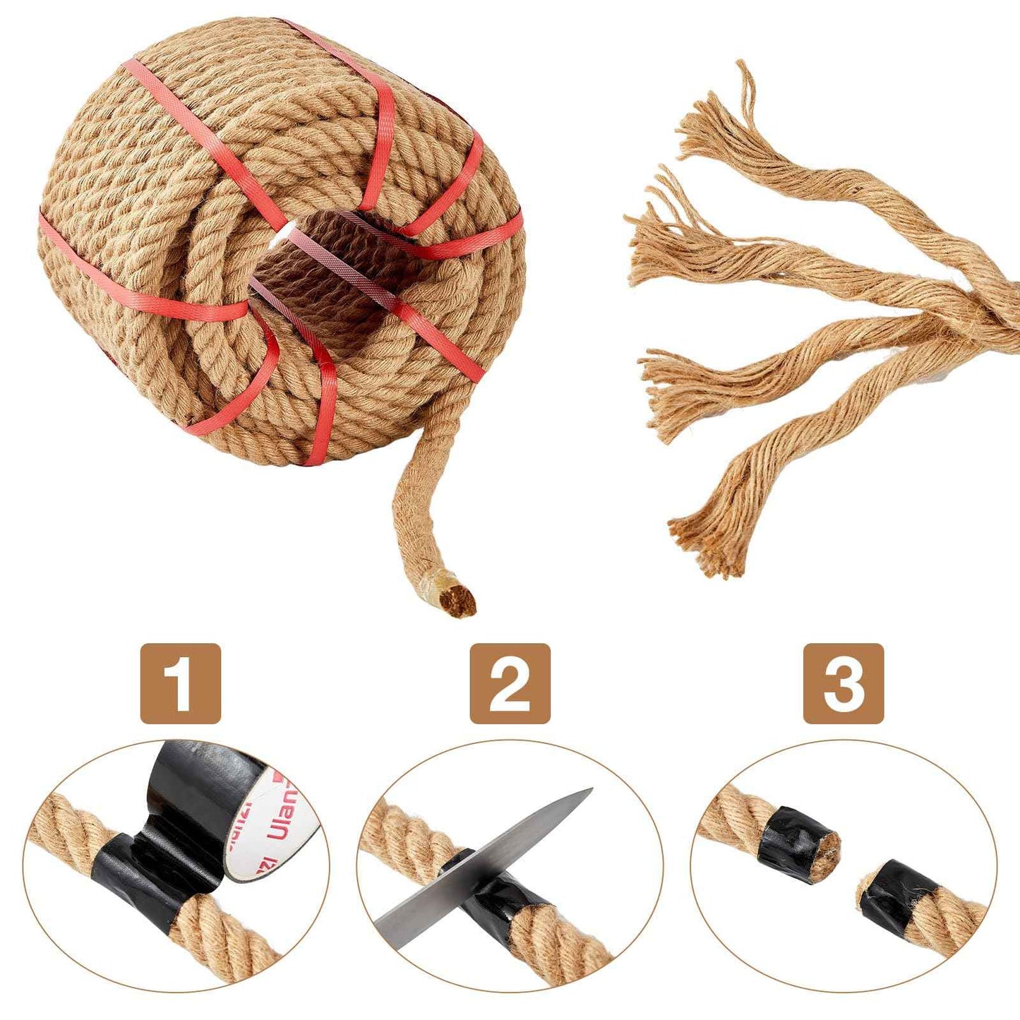 Kweetle Jute Rope 1/2 Inch x 50 FT, Hemp Rope Twisted Heavy Duty Jute Rope, Manila Rope for Home Decor Crafts Swing Rope Railing Climbing Decorating