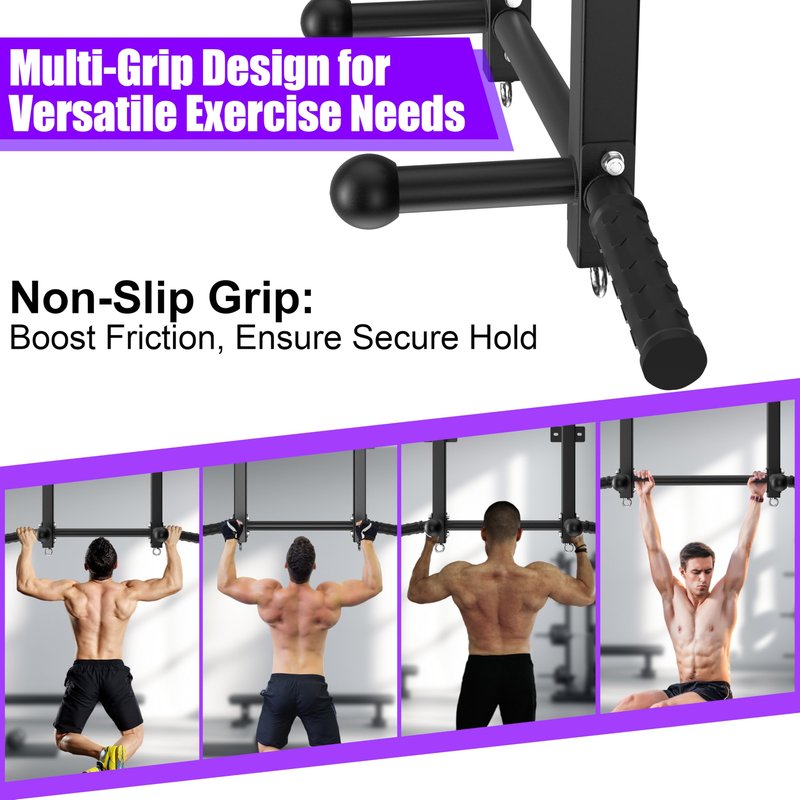 HWOOUSA Joist Mounted Pull Up Bar, 650lbs Heavy Duty Strength Training Pullup Bars, Multi-Grip Chin Up Bar for Home Gym, Garage & Basement Ceiling Beam Installation