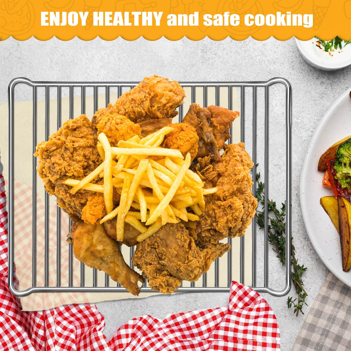 GWY Smart Oven Rack for Breville Air Fryer Countertop Oven BOV900BSS, 16''*12'' Stainless Steel Air Fryer Accessories Replacement Parts Roasting Steamer Grill Racks Baking Tray, Dishwasher safe