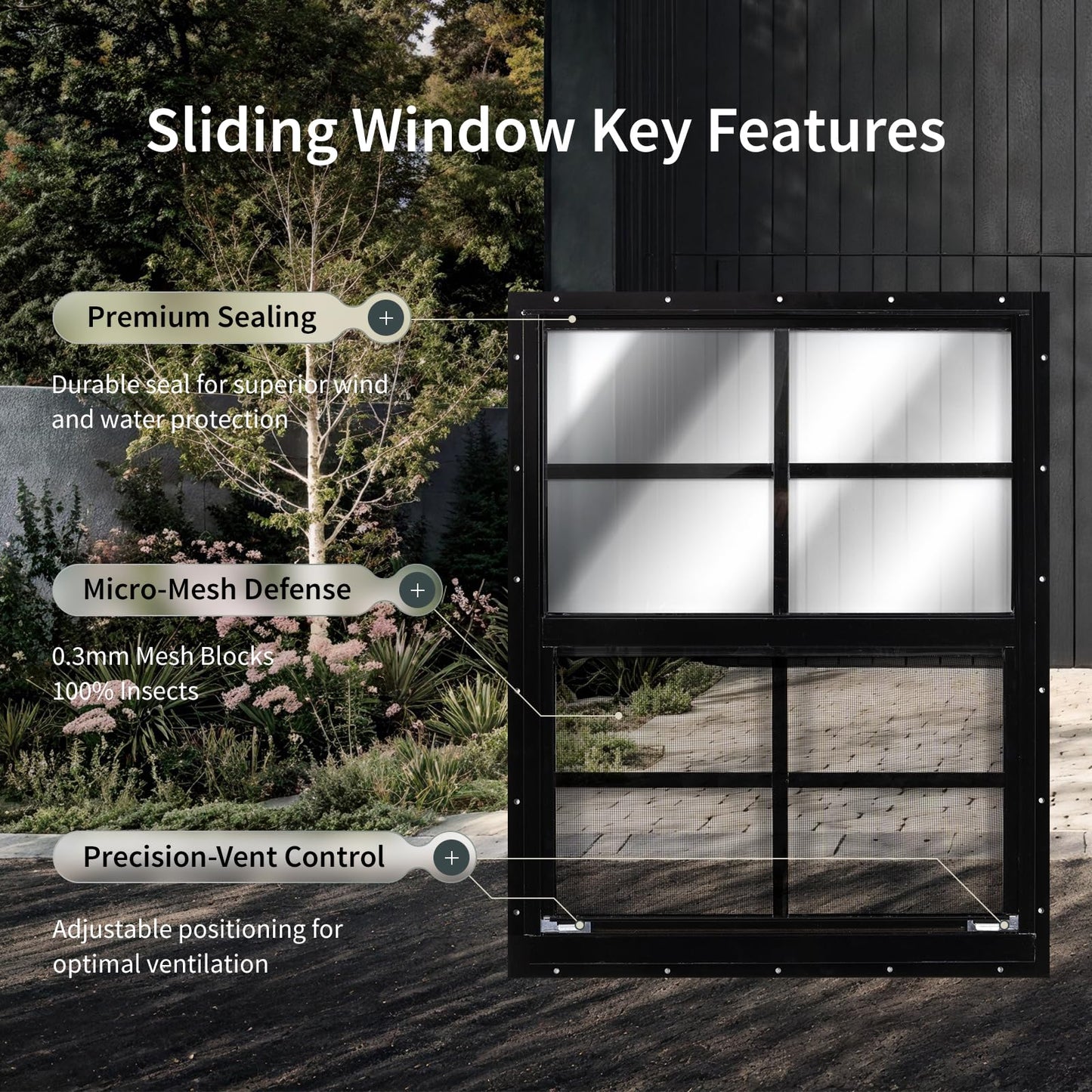 MHirmosy 2 Pcs Black Shed Windows 18" x 23" - Pro Series Thermal Break Frame Tempered Glass - Sliding Windows Windows for Tiny House, Workshop, Greenhouse, Garage