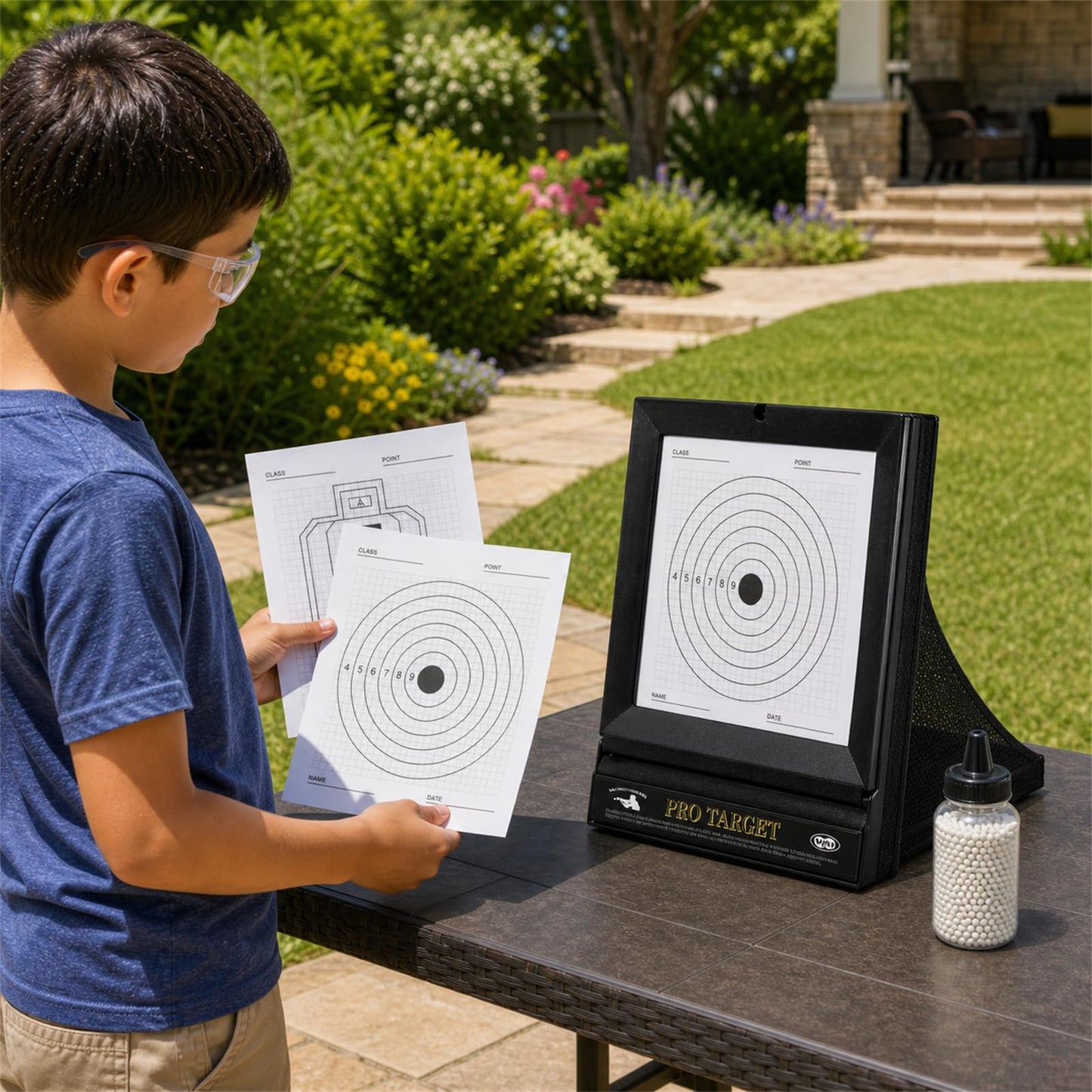 BB Gun & Airsoft Targets by Guyuyii - Portable Target Stand with BB Catcher - Great for Backyard and Indoor Practice - 10/60 PCS Targets Included